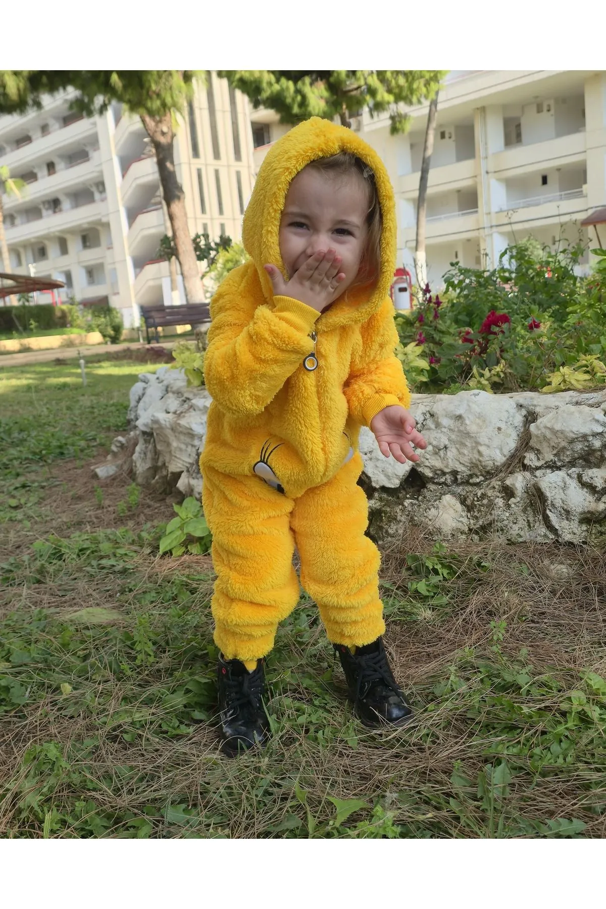 Children's Yellow Chick Plush Fleece All-in-One Pyjama — Hooded, Zip-Front, Unisex