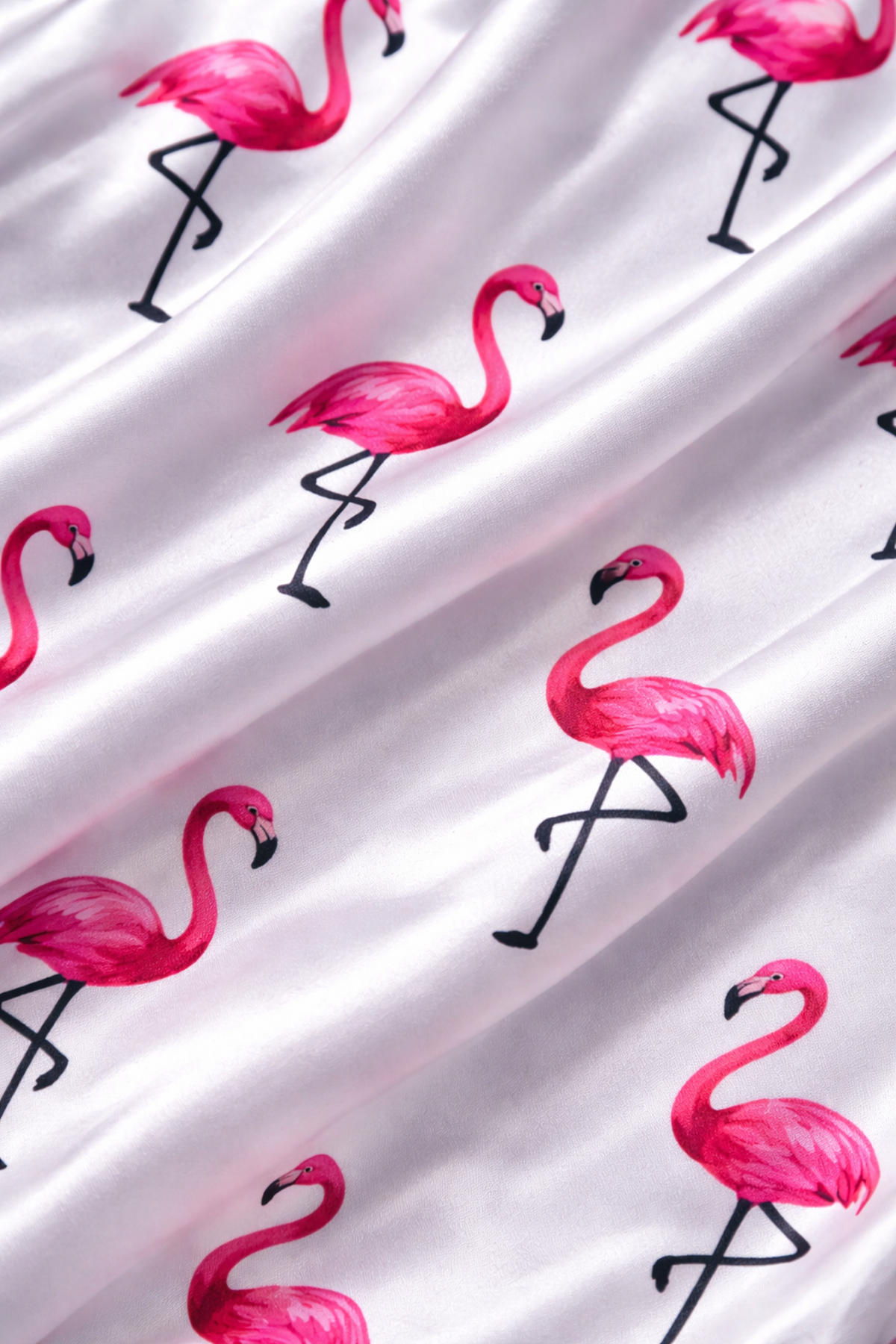 Kadın Flamingo Desenli Şortlu Beyaz Dantelli Büstiyer Mini Pijama Takımı