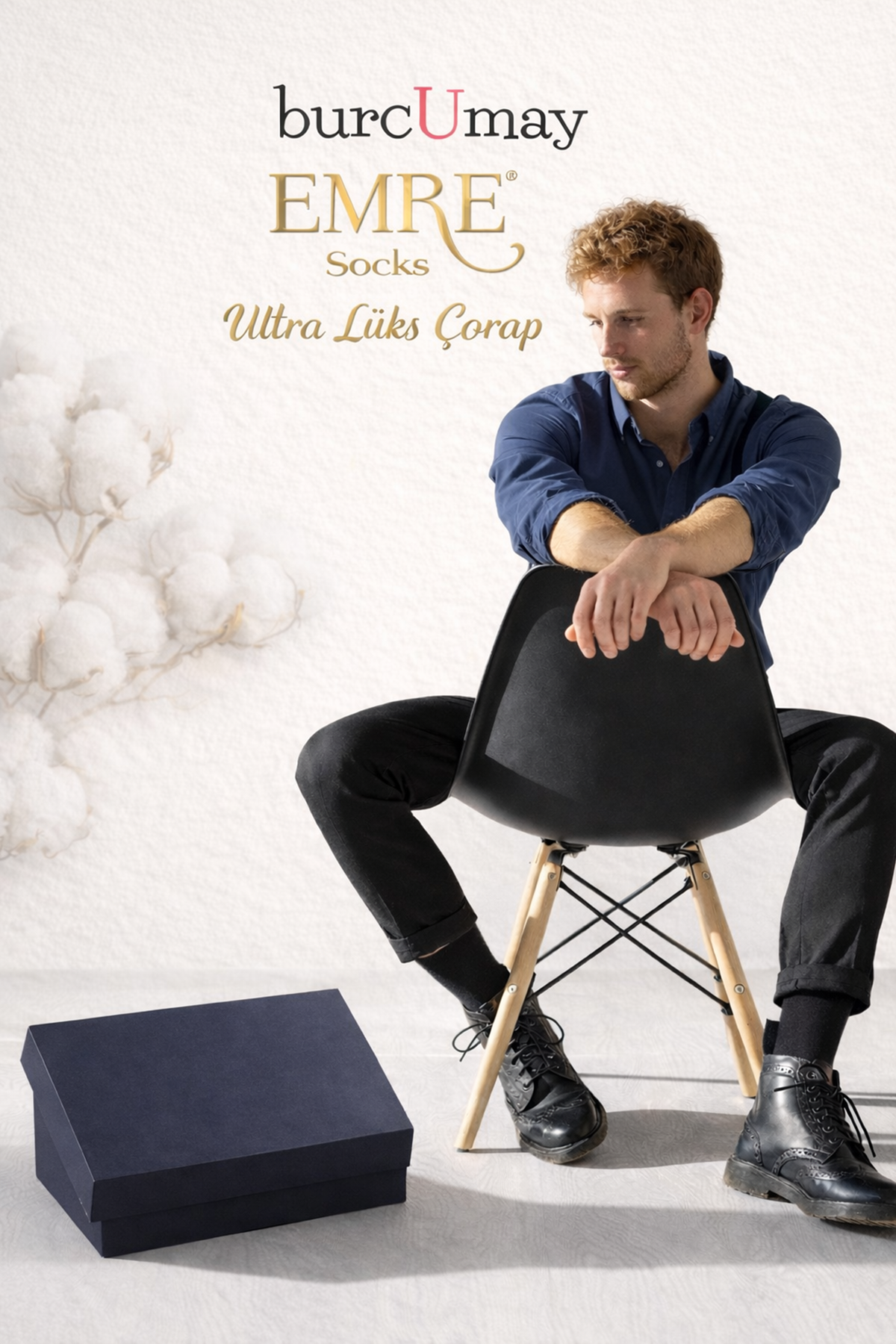 Pamuklu Soket Uzun Düz Siyah Çorap 6'lı Özel Kutulu %100 Pamuk Erkek Çorabı