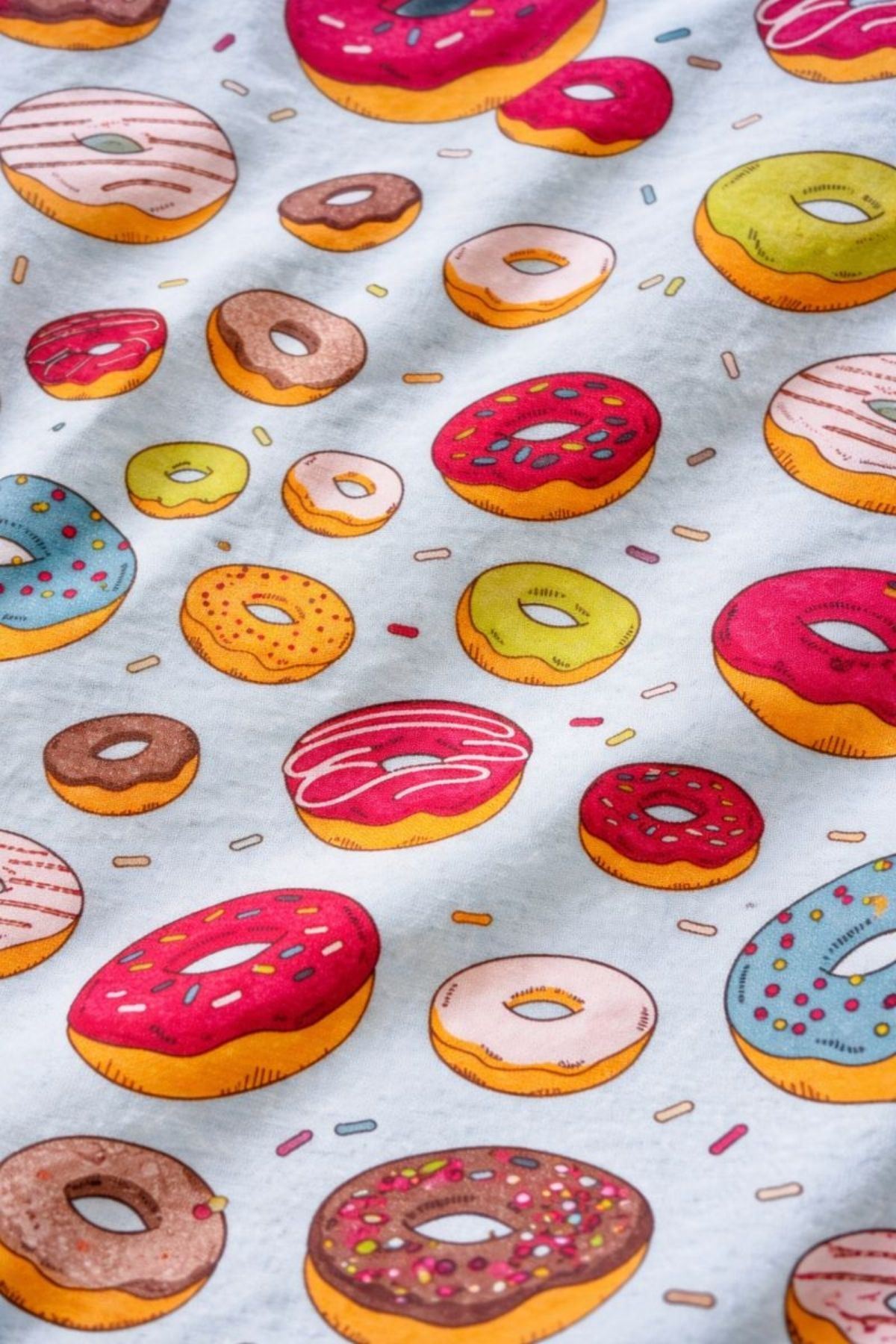 Kadın Çok Renkli Donut Desenli Kısa Kollu Yazlık Pijama Takımı