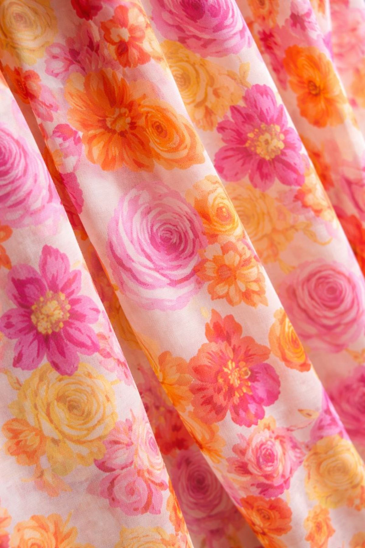 Kadın Çift Yırtmaçlı Desenli Turuncu Pareo Etek