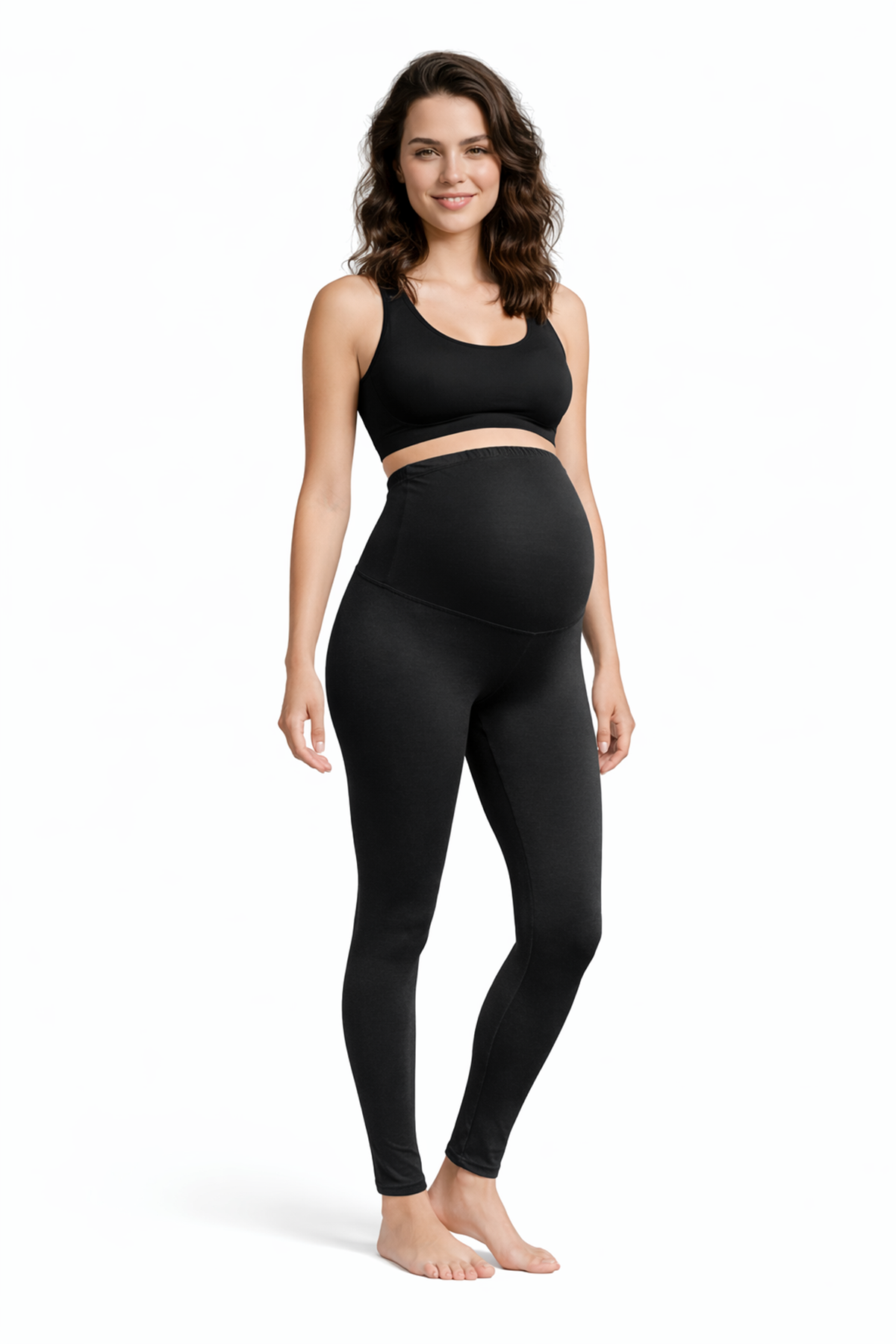 Pamuklu Yüksek Bel Göbek Destekli ve Siyah Esnek Penye Hamile Taytı