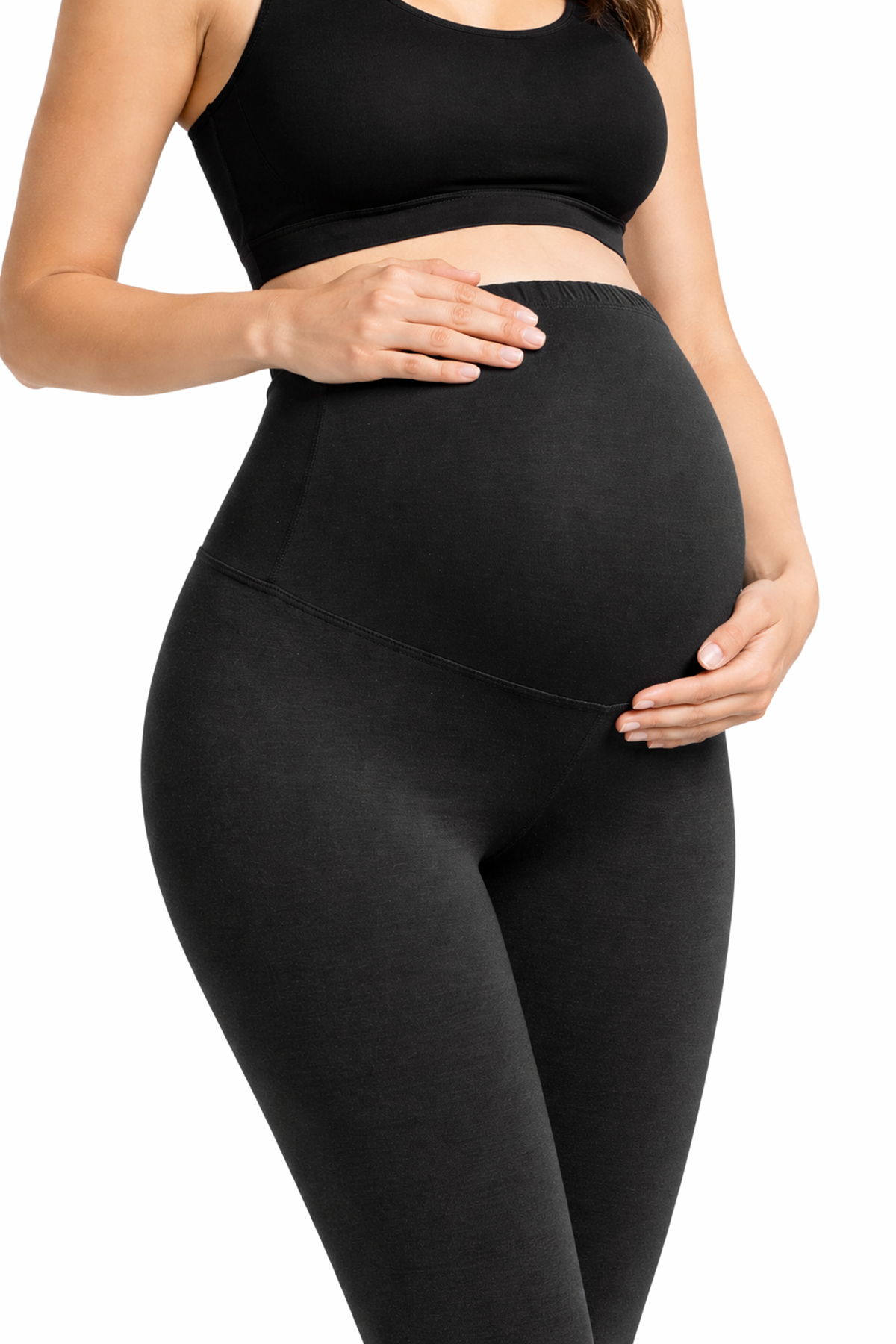 Pamuklu Yüksek Bel Göbek Destekli ve Siyah Esnek Penye Hamile Taytı