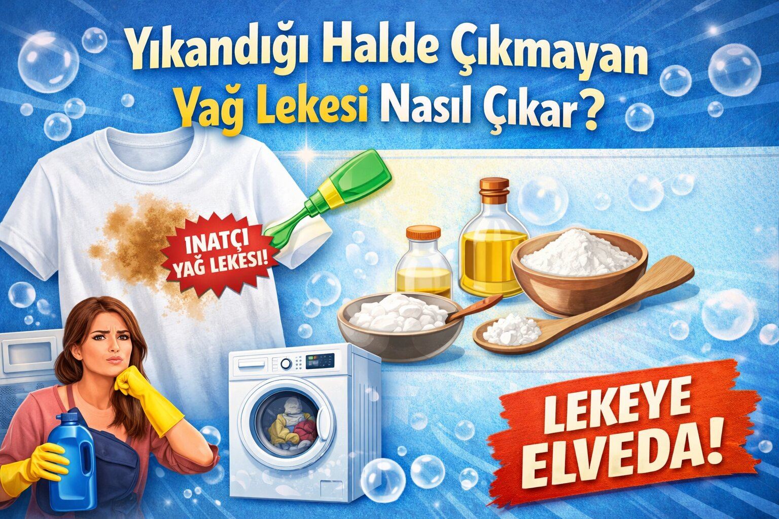 Yıkandığı Halde Çıkmayan Yağ Lekesi Nasıl Çıkar?