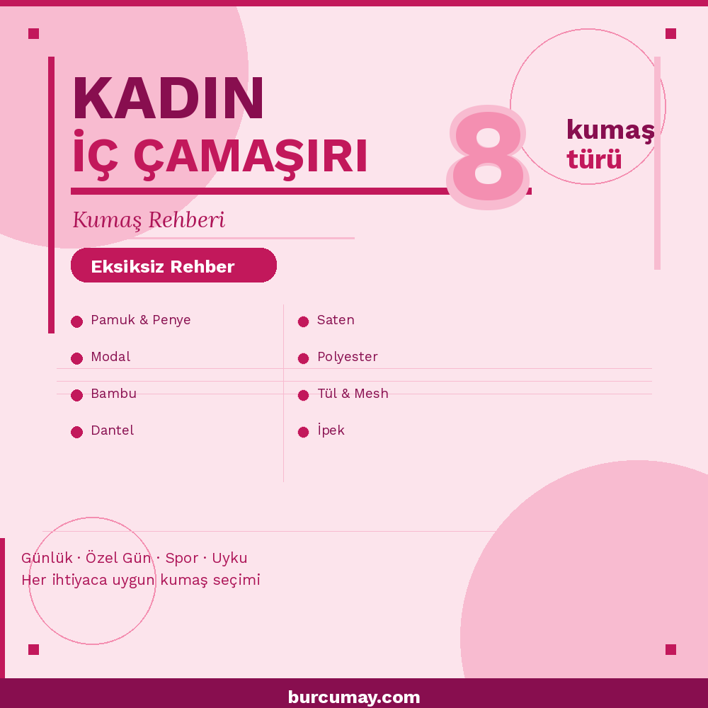 Kadın İç Çamaşırı Kumaş Rehberi: Pamuk, Dantel, Saten ve Daha Fazlası