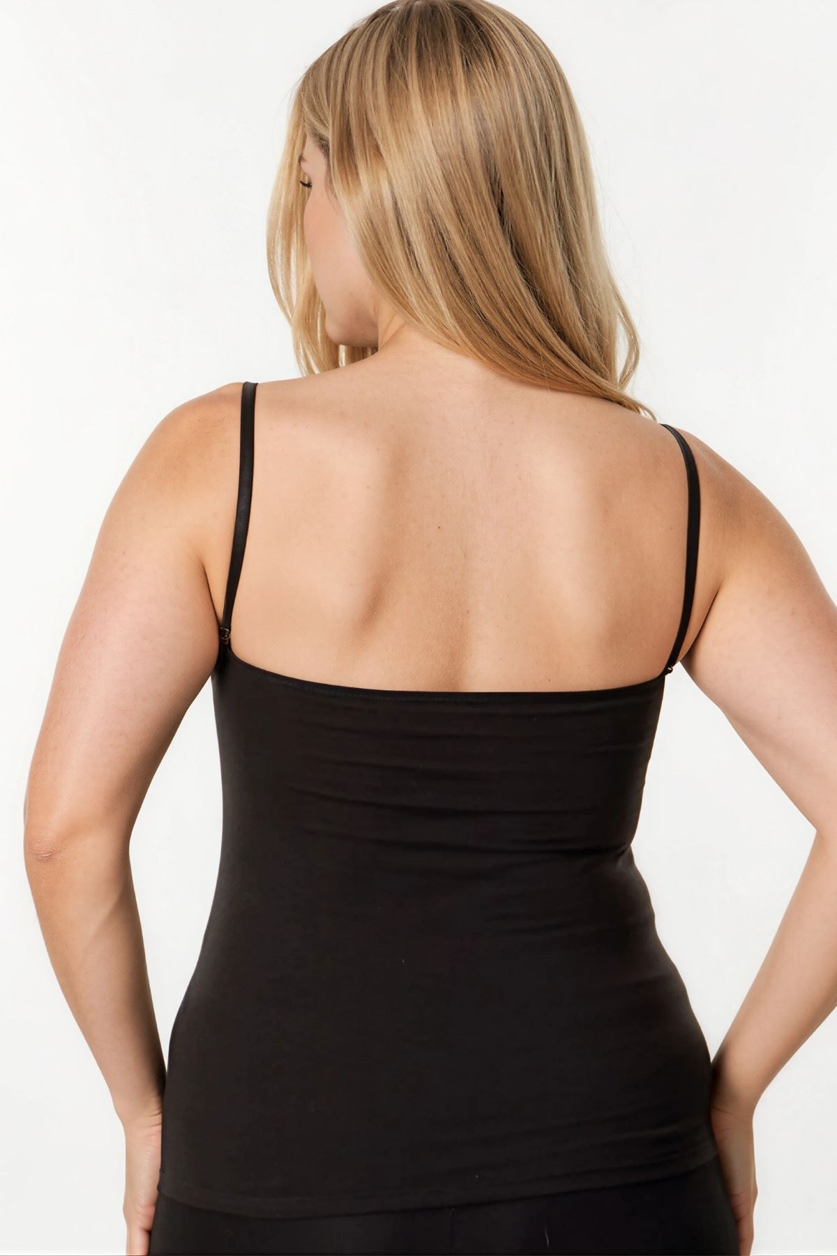 Black Nursing Tank Top with Clip-Down Straps, Thin Strap Postpartum Cami