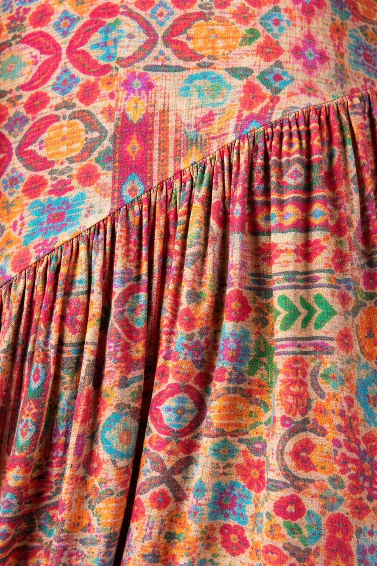 Ethnic Pattern Cotton Viscose Boho Maternity Dress Short Sleeve Summer