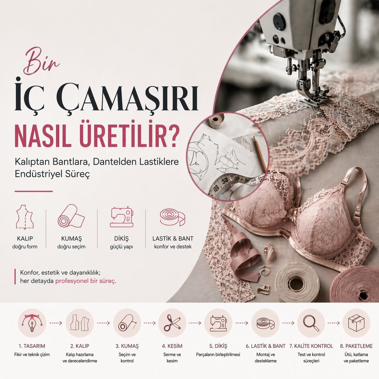 Bir İç Çamaşırı Nasıl Üretilir? Kalıptan Bantlara, Danteldan Lastiklere Endüstriyel Süreç