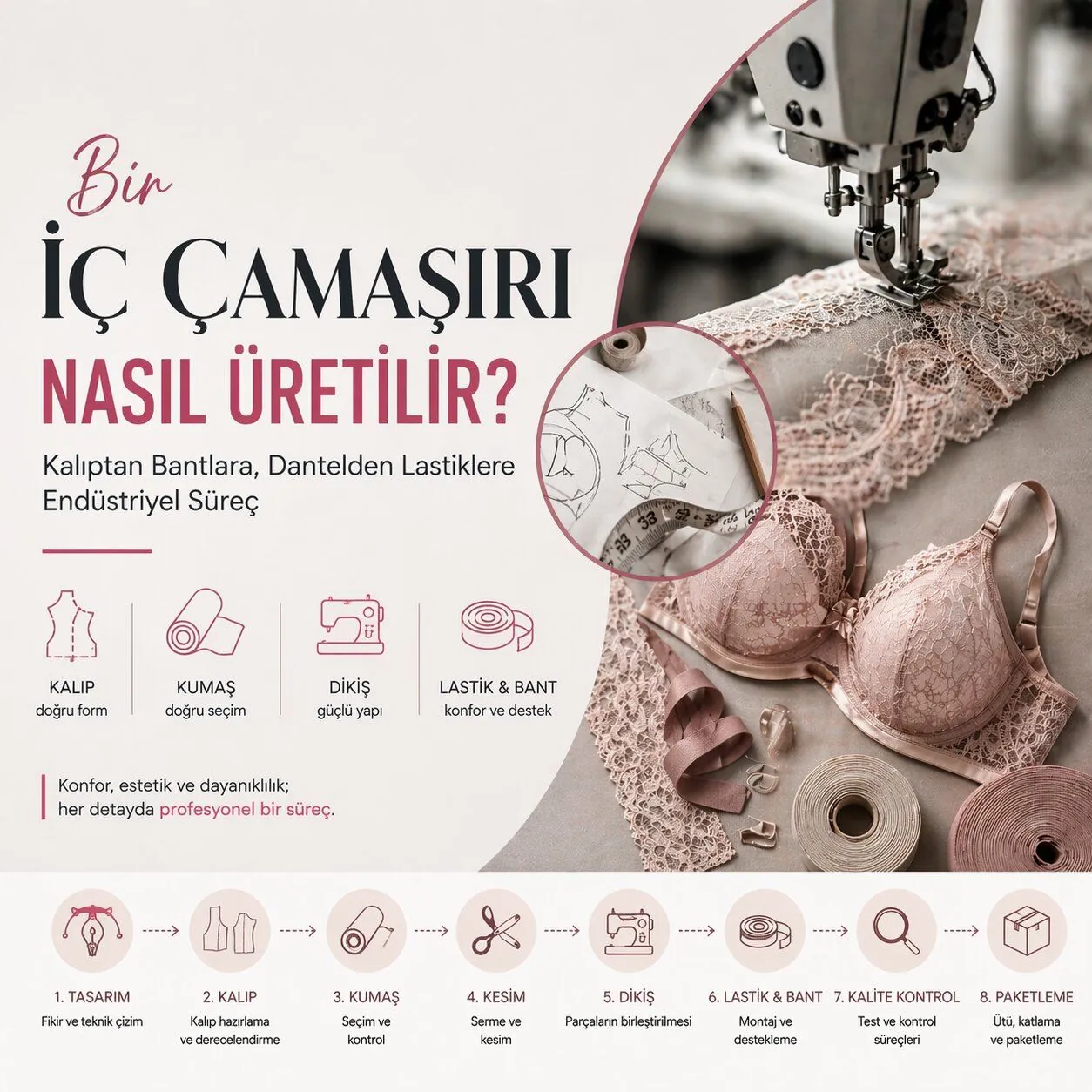 Bir İç Çamaşırı Nasıl Üretilir? Kalıptan Bantlara, Danteldan Lastiklere Endüstriyel Süreç