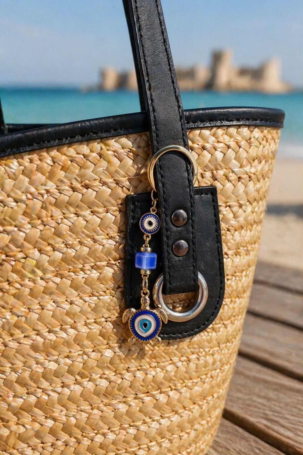 Kadın El Yapımı Büyük Boy Hasır Plaj Tatil Havuz Çantası Omuz Askılı Yazlık Çanta