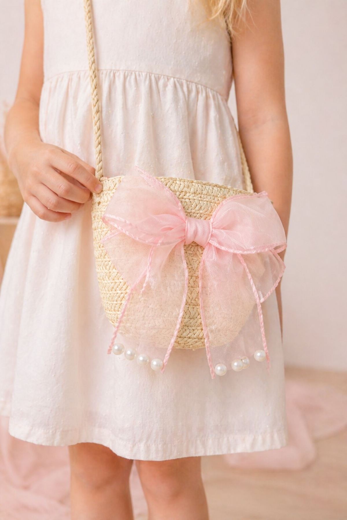 Girls Straw Hat and Bag Set Summer Beach Hat Shoulder Bag