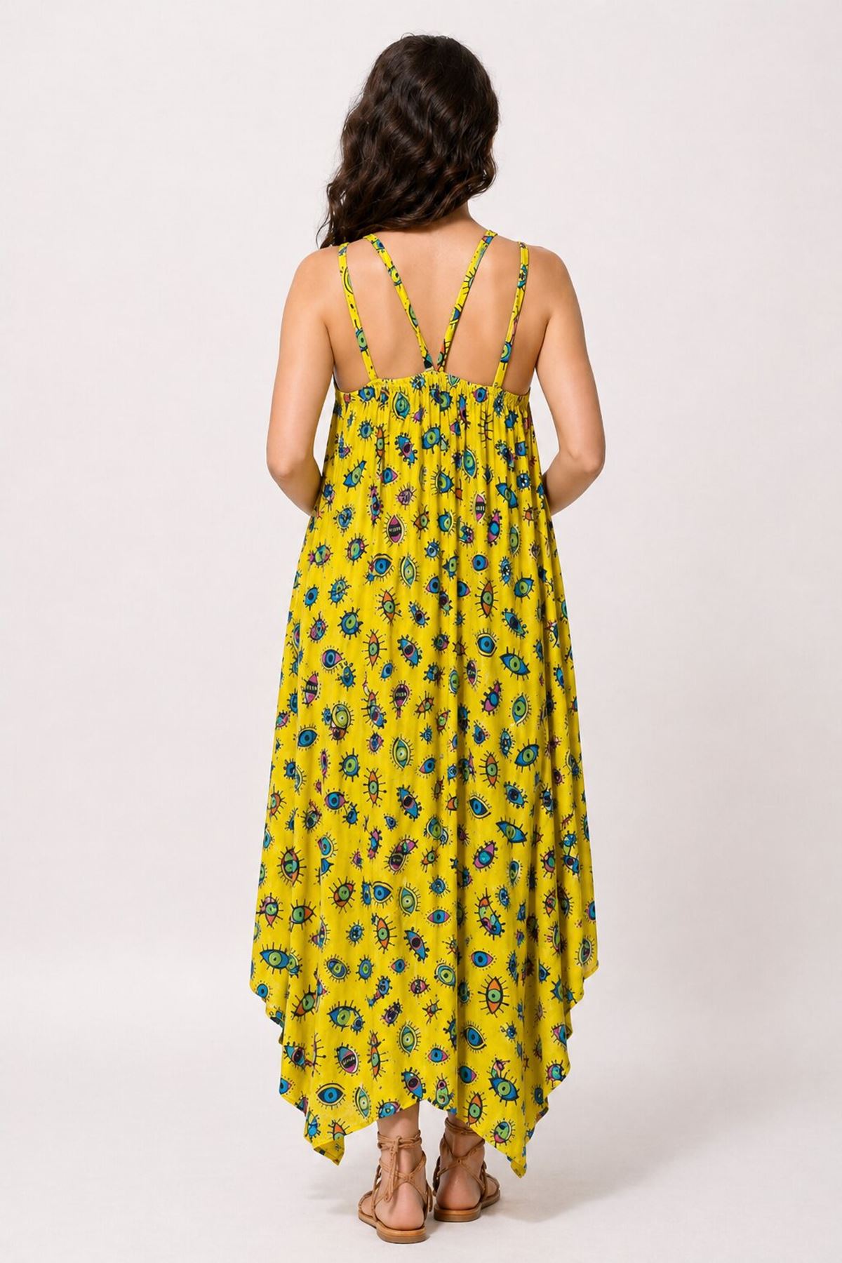 Women’s Linen Maternity Dress Embroidered Boho Summer Strappy