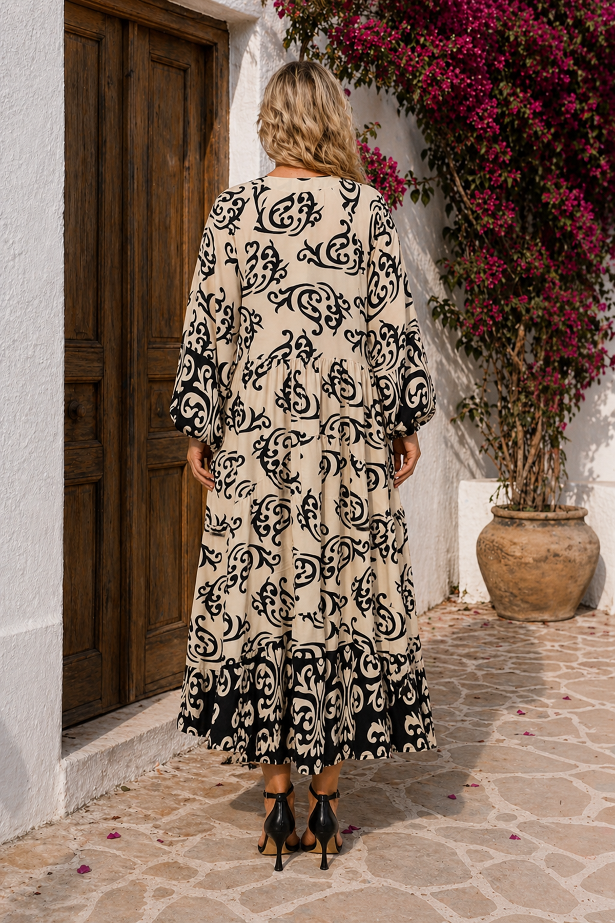 Women Plus Size Viscose Dress Patterned Long Summer Dress