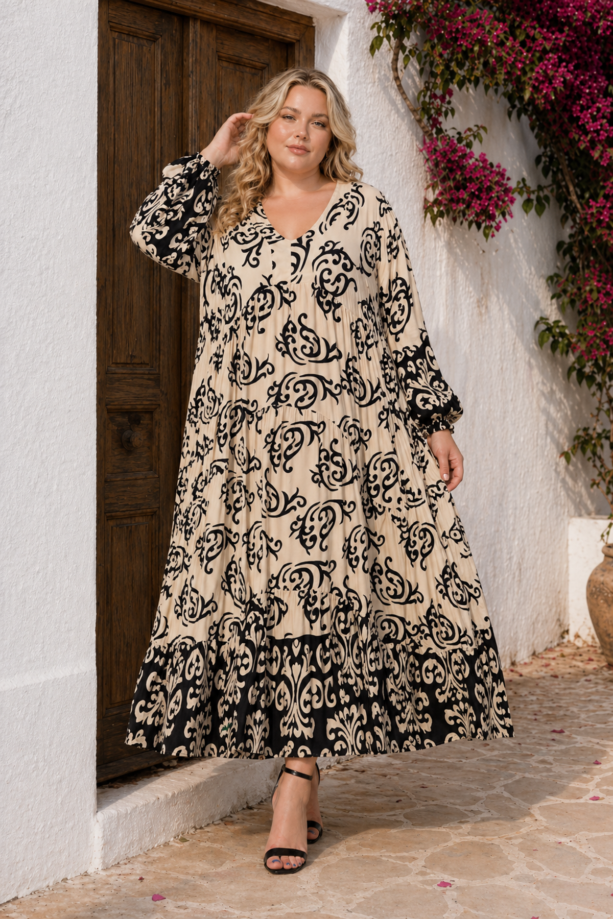 Women Plus Size Viscose Dress Patterned Long Summer Dress
