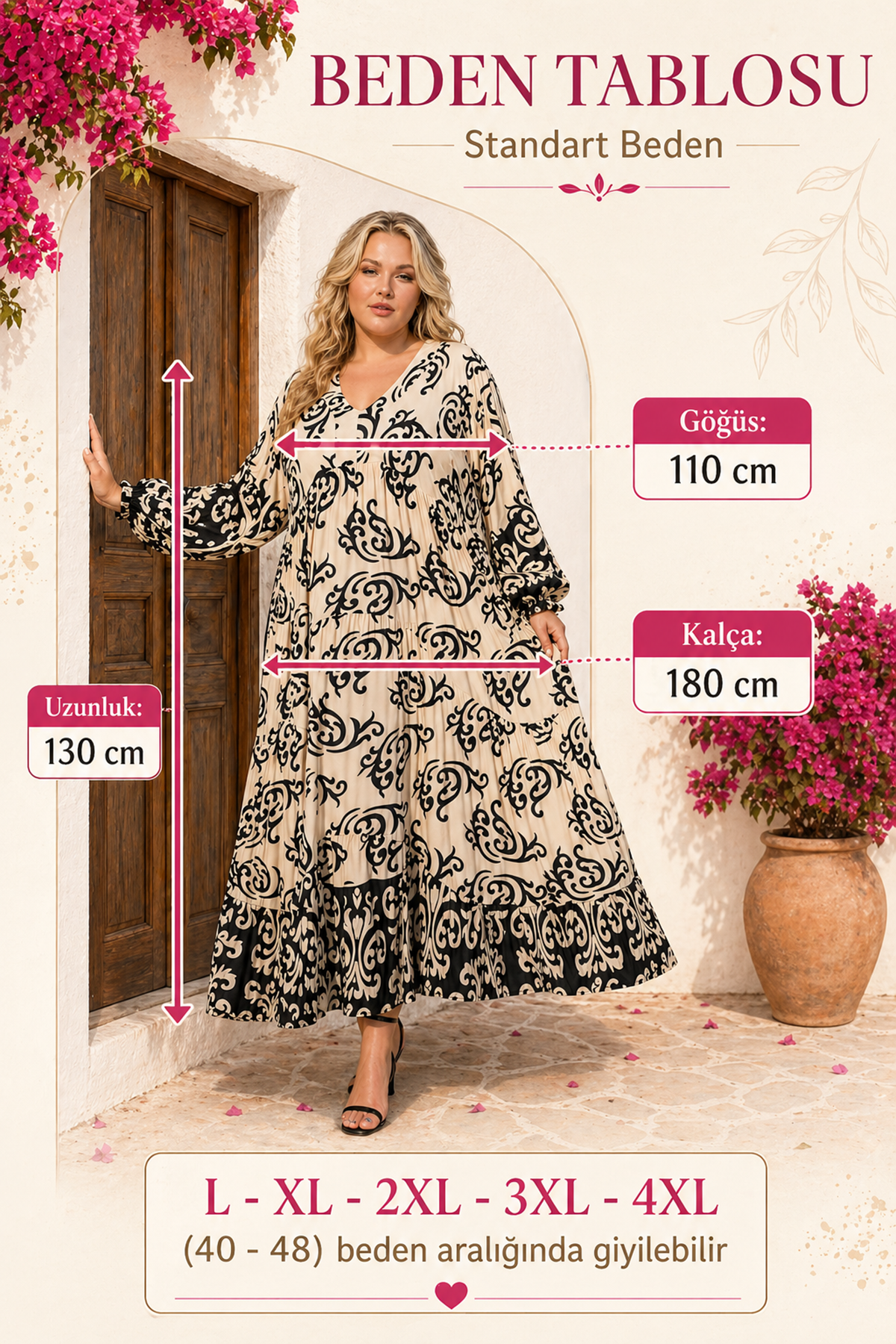 Women Plus Size Viscose Dress Patterned Long Summer Dress
