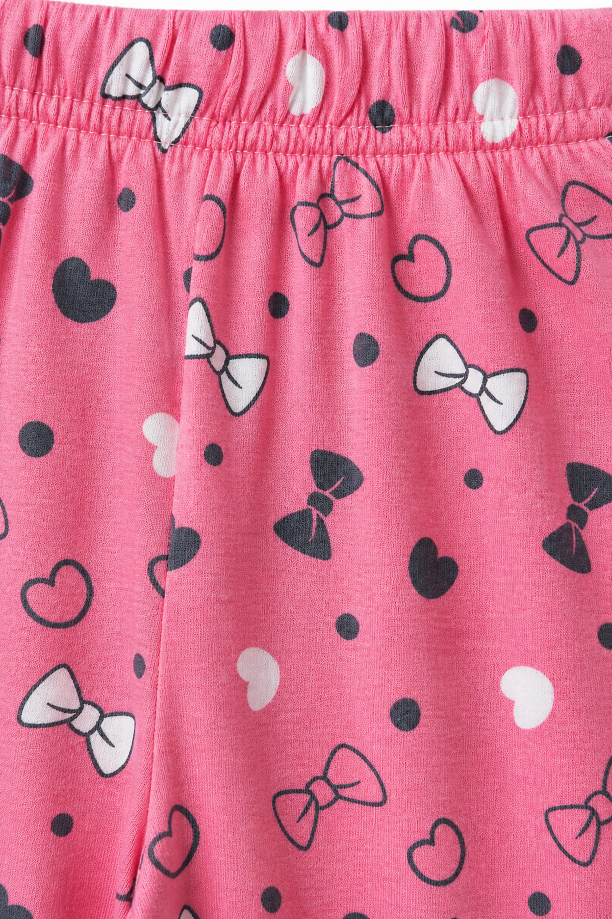 Kız Çocuk Pembe Düğmeli Pijama Takımı Yazlık Pamuklu Kısa Kollu Uyku Bantlı