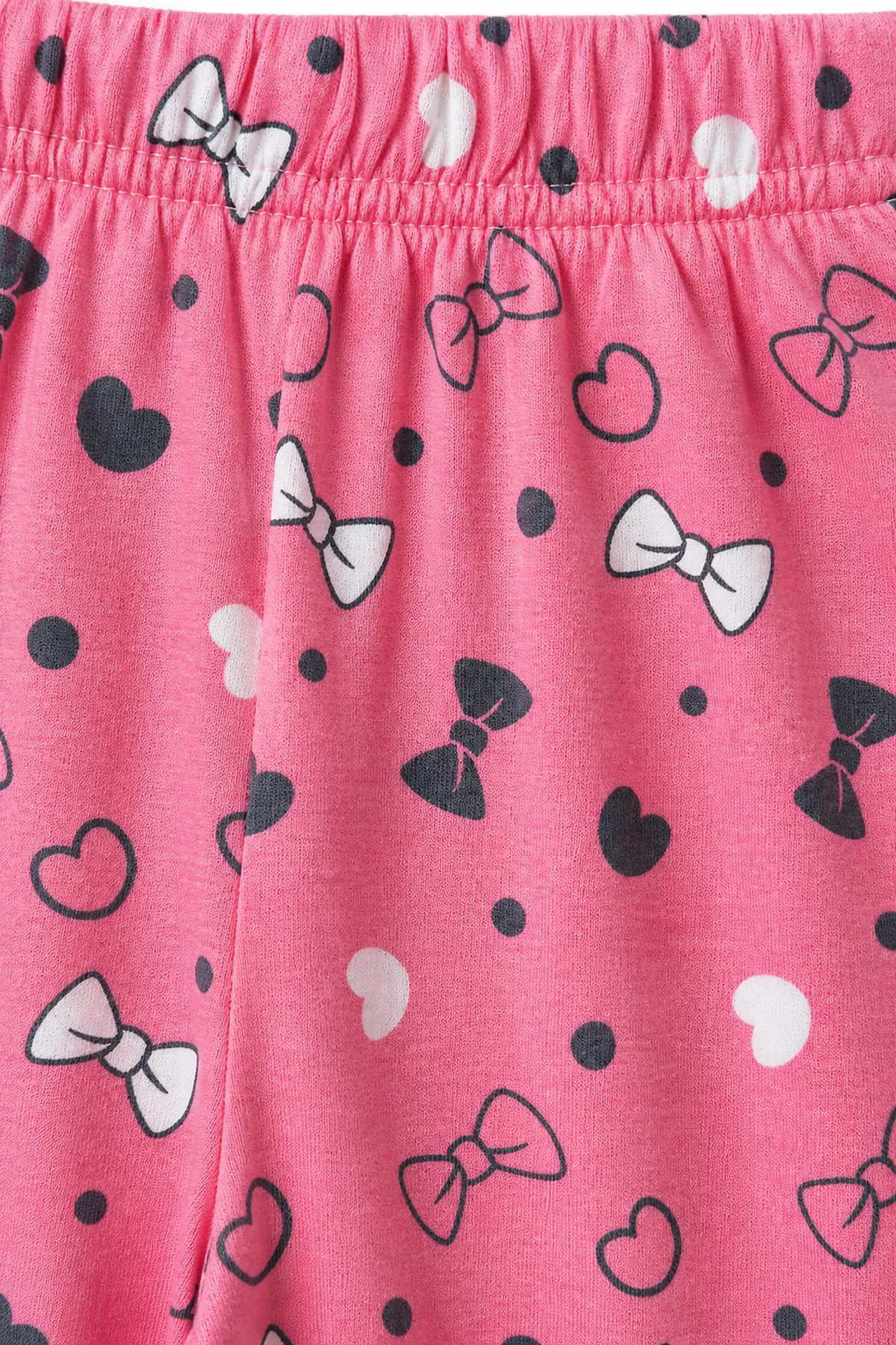 Girls Pink Button-Up Summer Pajama Set Cotton Short Sleeve with Sleep Mask