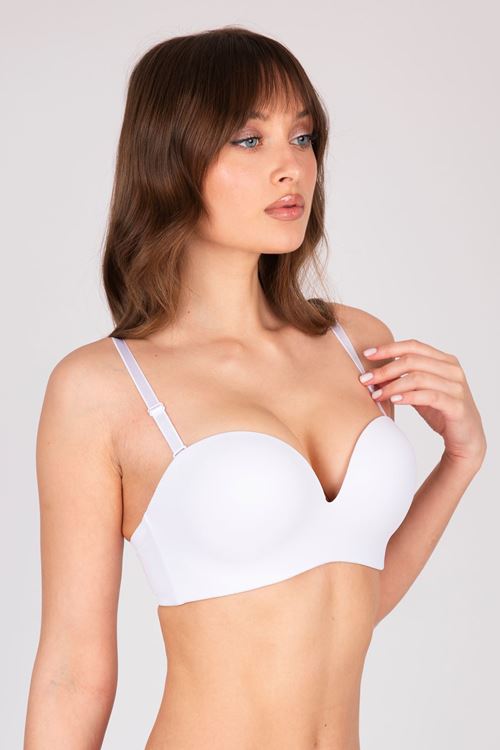 Padded Double Push Up Strapless White Bra