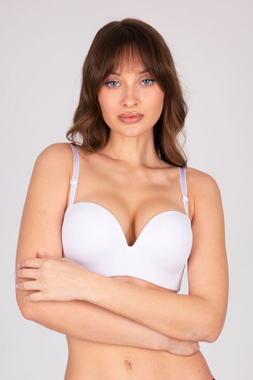 Padded Double Push Up Strapless White Bra