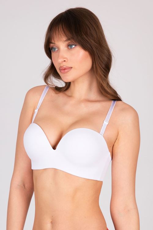 Padded Double Push Up Strapless White Bra