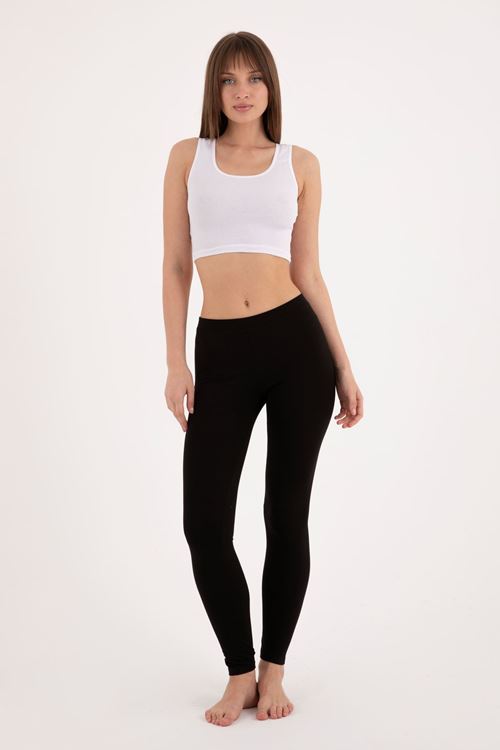  Women's Black Cotton Modal Stretch Slim Fit Long Leggings