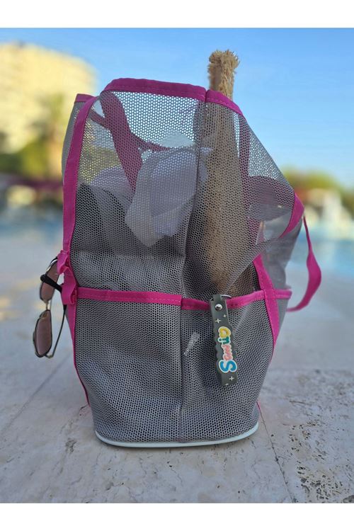 Kadın Havuz Deniz Tatil İçin Büyük Boy File Su Geçirmez Plaj Çantası