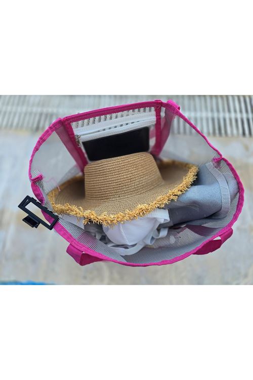 Kadın Havuz Deniz Tatil İçin Büyük Boy File Su Geçirmez Plaj Çantası