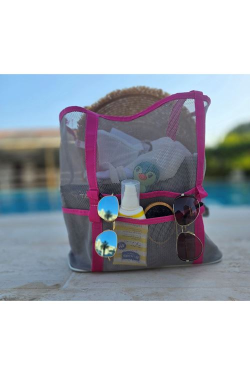Kadın Havuz Deniz Tatil İçin Büyük Boy File Su Geçirmez Plaj Çantası