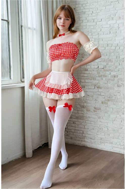 Women's Red Cosplay Fantasy Costume Sexy Apparel