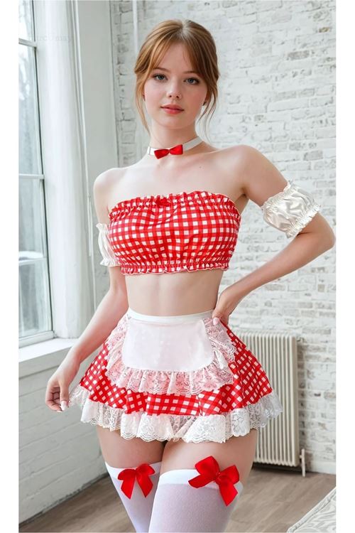 Women's Red Cosplay Fantasy Costume Sexy Apparel