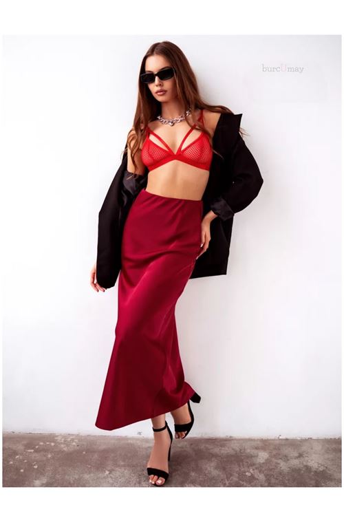 Women's Red Bow Detailed Sexy Fantasy Bra Thong Panty Lingerie Set