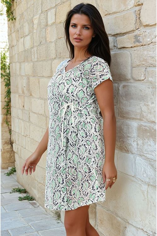 Kadın Dantel Detaylı Yeşil Plaj Elbisesi Yandan Bağlamalı Havuz Giyim Pareo