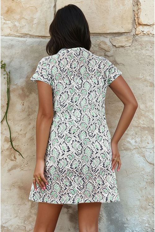 Kadın Dantel Detaylı Yeşil Plaj Elbisesi Yandan Bağlamalı Havuz Giyim Pareo