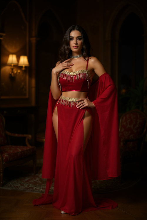 Kadın Bordo Pul Aksesuarlı Tül Etekli Seksi Gecelik Fantezi Kostüm