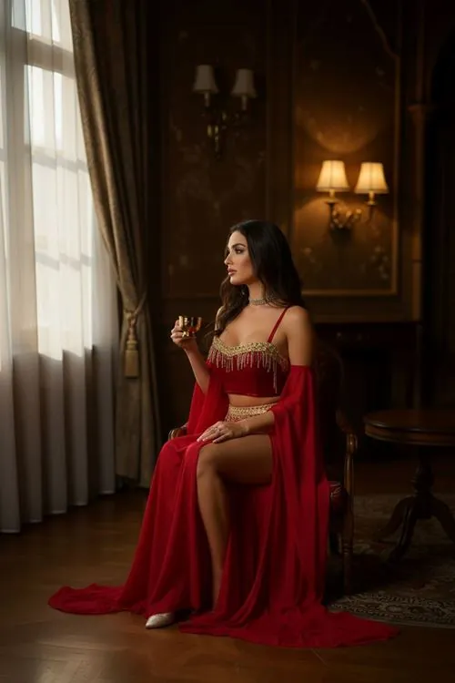 Kadın Bordo Pul Aksesuarlı Tül Etekli Seksi Gecelik Fantezi Kostüm