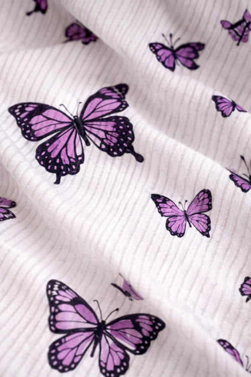 Yazlık Kadın Kelebek Desenli Şortlu Pijama Takımı İnce Askılı Kolsuz Rahat Kumaş