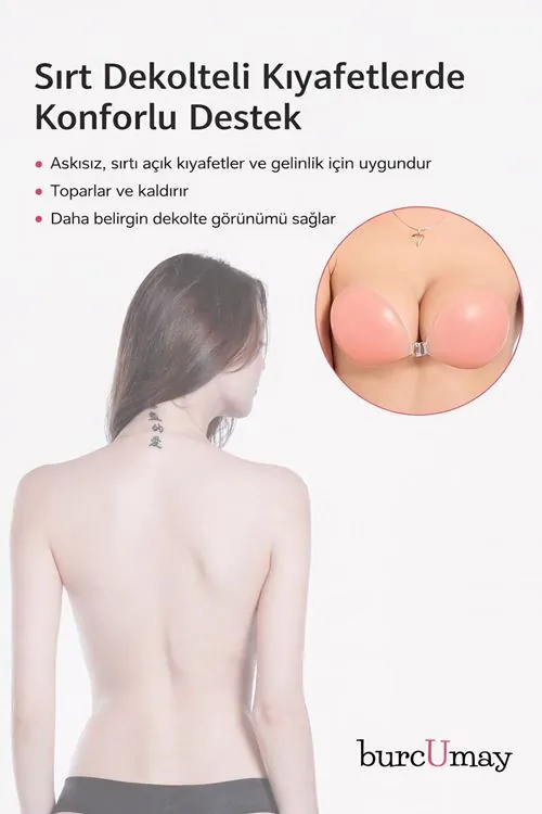 Görünmez Silikon Göğüs Dikleştirici Sırt Dekoltesi İçin Sütyen