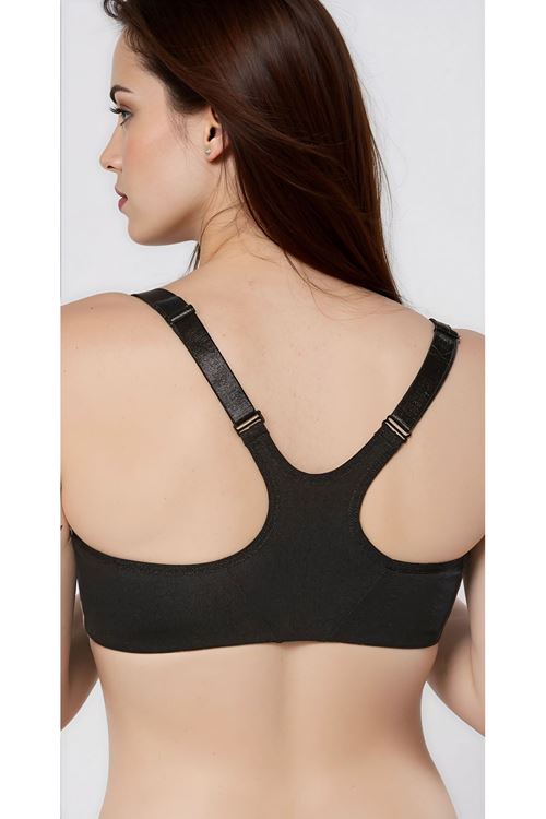 Black Nursing Bra with Front Zipper, Cotton, Adjustable Straps