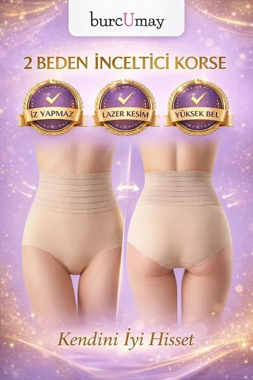 2 Beden İncelten Lazer Kesim Yüksek Bel Toparlayıcı Korse Kadın