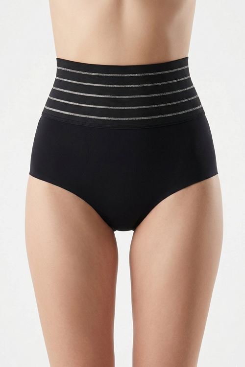 Kadın Siyah Yüksek Bel Lazer Kesim Slip Korse 2 Beden İncelten Toparlayıcı