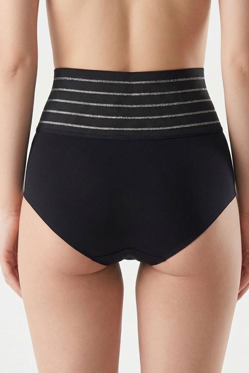 Kadın Siyah Yüksek Bel Lazer Kesim Slip Korse 2 Beden İncelten Toparlayıcı