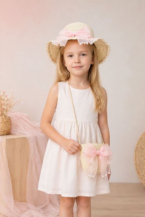 Girls Straw Hat and Bag Set Summer Beach Hat Shoulder Bag