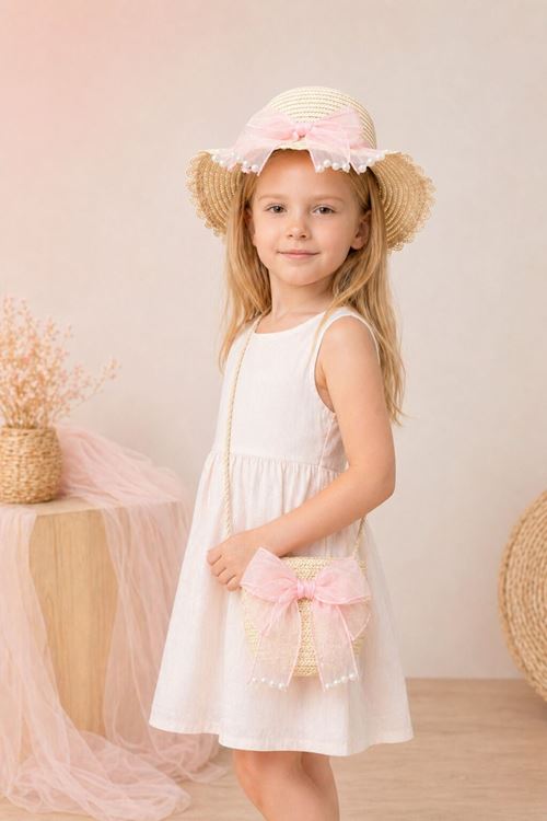 Girls Straw Hat and Bag Set Summer Beach Hat Shoulder Bag