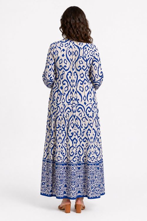 Kadın Uzun Yazlık Viskon Cepli Hamile Elbisesi Desenli Rahat Maxi Elbise