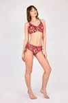Kadın Leopar Desenli Toparlayıcı Bikini Takımı
