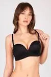 Padded Double Push Up Strapless Black Bra