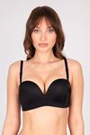 Padded Double Push Up Strapless Black Bra