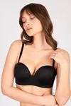 Padded Double Push Up Strapless Black Bra