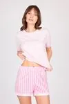 Women's Pink Shorts Summer Pajama Set with Stone Detail