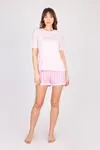 Women's Pink Shorts Summer Pajama Set with Stone Detail